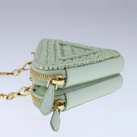 PRADA Chain Hand Bag Leather Green Auth 106436AV - Picture 4 of 15